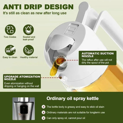 2 in 1 Pour Spray Sprayer Bottle for Kitchen Oil Sprayer Cooking 17oz/500ml Plastics Bottle Food-grade Oil Mister for Air Fryer