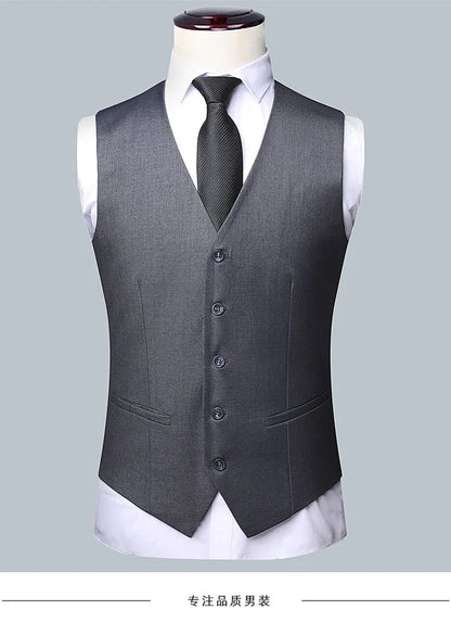 High quality Men Solid color Business - stylish handsome groom best man wedding dress 3/2/1 Single piece optional