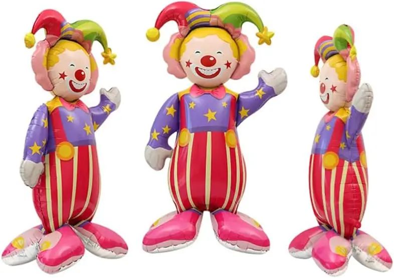 Giant Standing Popcorn Balloon Smiling Clown Foil Balloon for Circus Carnival Theme Party Birthday Christmas Decoration Supplies