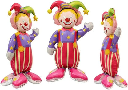 Giant Standing Popcorn Balloon Smiling Clown Foil Balloon for Circus Carnival Theme Party Birthday Christmas Decoration Supplies
