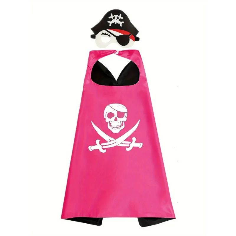 3-12Y  Pirate Skull Cape Toddler Play House Dress Up Cape Printed Pattern Holiday Performance Fashion Suit Halloween Party Gift