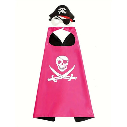 3-12Y  Pirate Skull Cape Toddler Play House Dress Up Cape Printed Pattern Holiday Performance Fashion Suit Halloween Party Gift