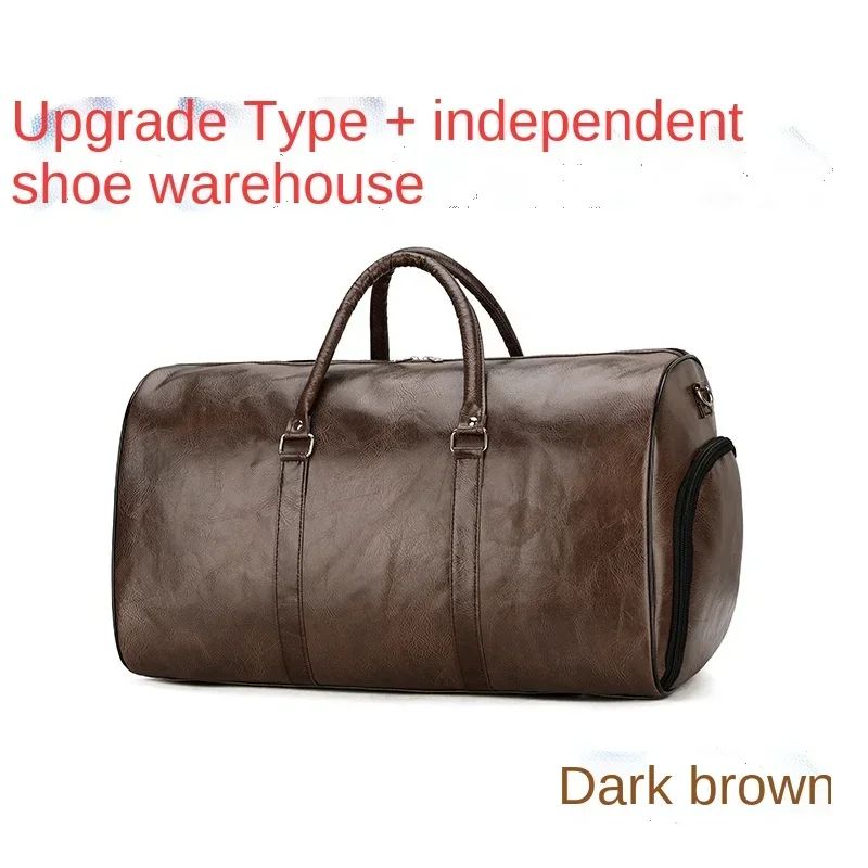 Bolsa de Viagem de Couro Grande Duffle Independente Bolsas de Fitness Grandes Bolsa de Mão Bagagem Bolsa de Ombro Preto Moda Masculina Zíper Pu 2024