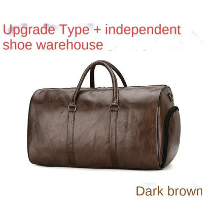 Bolsa de Viagem de Couro Grande Duffle Independente Bolsas de Fitness Grandes Bolsa de Mão Bagagem Bolsa de Ombro Preto Moda Masculina Zíper Pu 2024