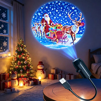 Christmas Projector LED Night Light Lifelike 4/6/10 Patterns Santa Claus Christmas Tree Ceiling Wall Decor Education Toy Gift