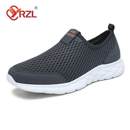 Tênis Masculino YRZL Respirável em Mesh, Casual, Antiderrapante para Uso Externo, Tamanho Grande, Loafer Leve para Caminhada, Calçado Masculino de Tênis