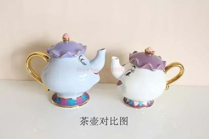 Bule da Disney Fofo Desenho Animado A Bela e a Fera Bules Caneca Sra. Potts Xícara Chip Bules Conjunto de Chá Dropshipping