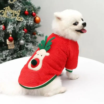 Roupa de Natal para Cães Roupa de Inverno Quente para Cães de Pequeno e Médio Porte Alce Papai Noel Cães Gatos Casaco Moletom Fantasia de Natal para Cães
