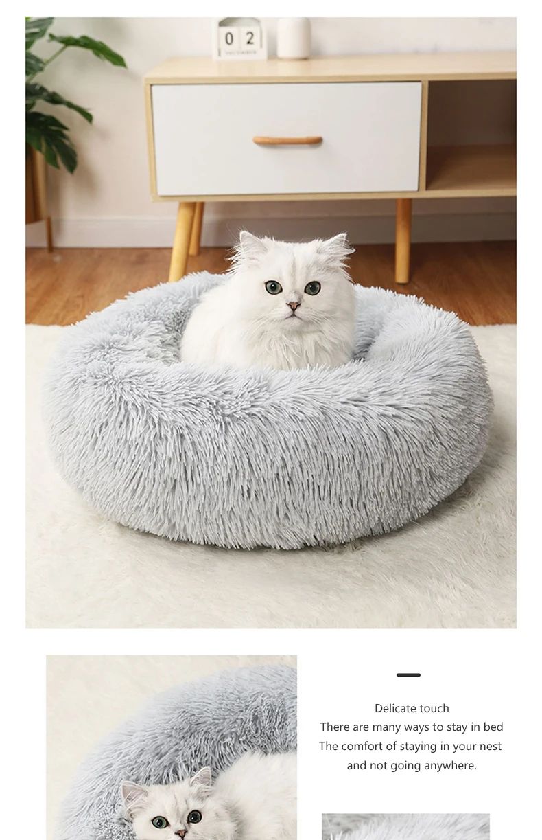 40-70cm Casa Ninho de Pelúcia Super Macio e Quente para Animais de Estimação Removível e Lavável Cama Redonda para Cães e Gatos Casa Quente de Inverno para Dormir