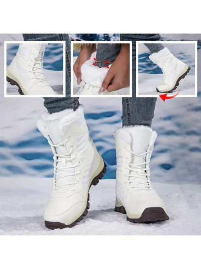 Winter Women's Snow Boots High Top Hiking Boots for Women Winter Outdoor Walking Sneakers Waterproof Plush Warm Platform Boots