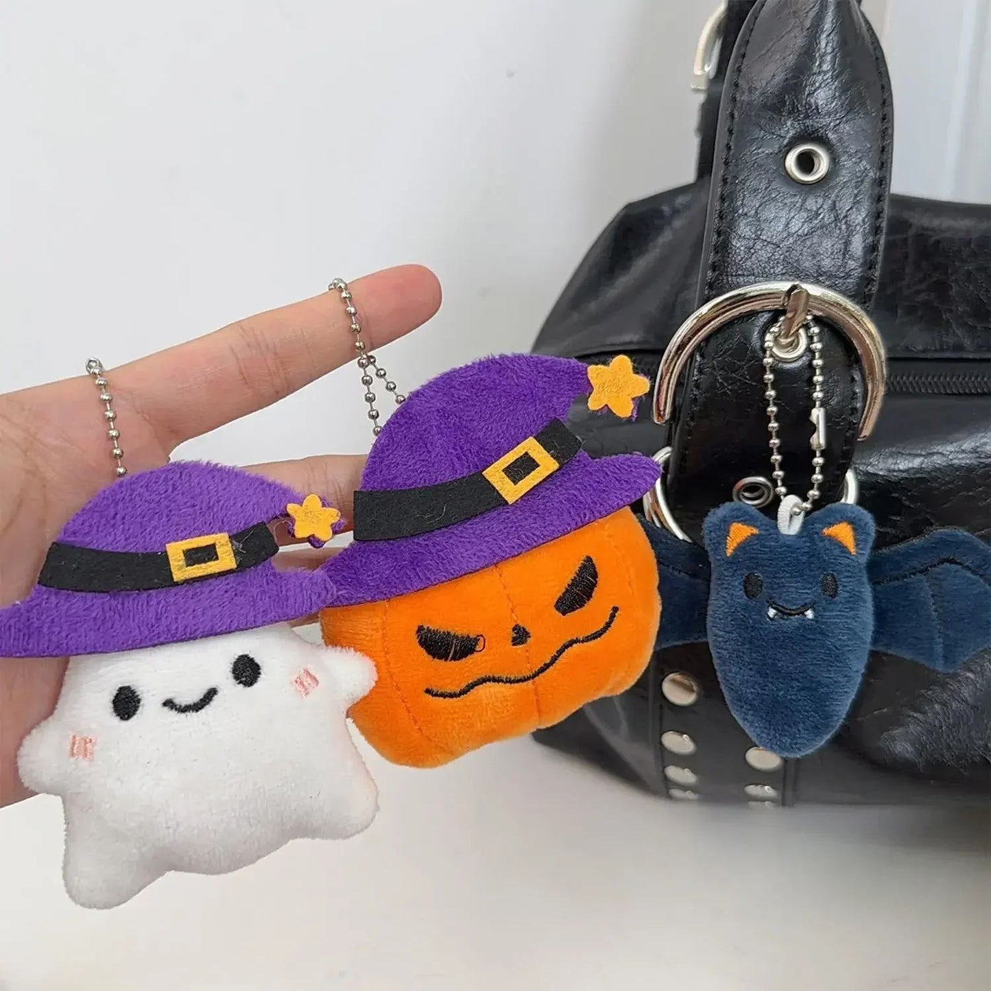 Funny Halloween Plush Keychain Pumpkin Head Kawaii Cartoon Plush Pendant Decoration Soft Furry Bag Pendant Gift Giving
