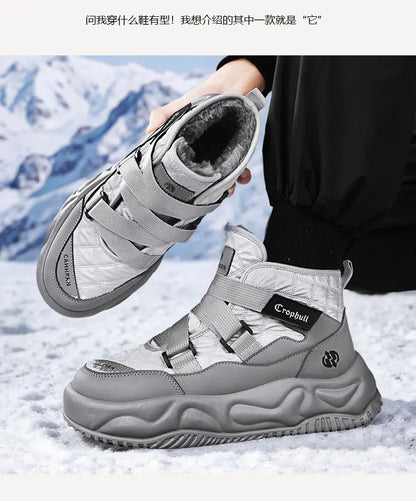 Warm Snow Boots 2025 Men's Fashion Plush Warm Comfortable Anti Slip Thick Sole Cotton Shoes Outdoor Vacation Casual Shoes