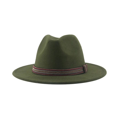 Chapéu Feminino Fedora de Feltro Sólido Casual Chapéu de Inverno Feminino Bonés Masculinos Faixa Panamá Preto Cáqui ????? ??????? Sombrero