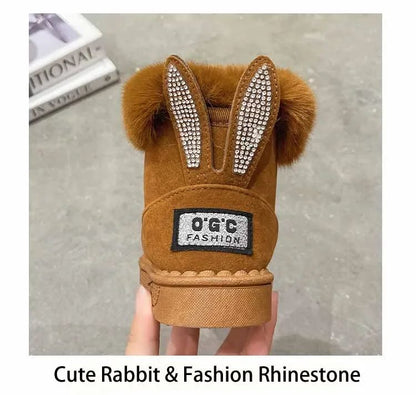 Kids Genuine Cowhide Snow Boots Winter Baby Soft Warm Cotton Shoes with Plush Boys Girls One Fur Suede Boots Princess Retro Boot