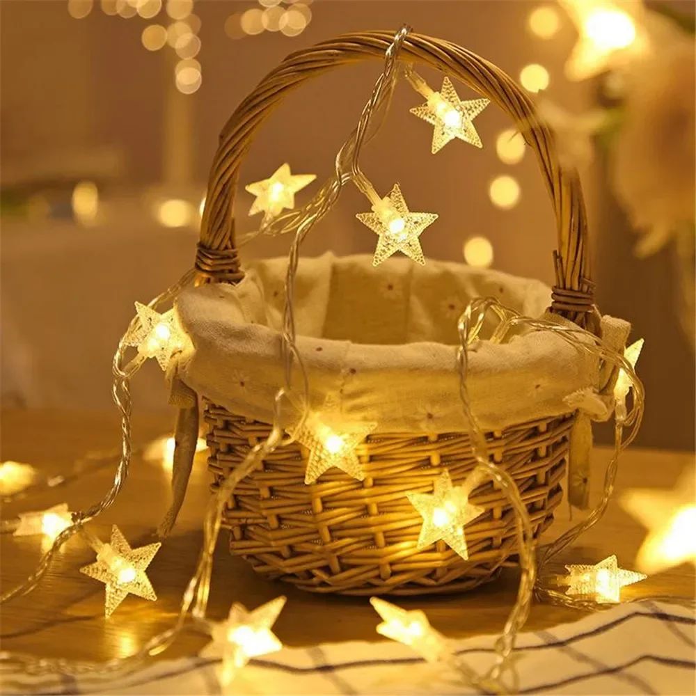 Battery Power Star Led Lights Garland Fairy String Christmas Outdoor Lamp Garden Bedroom Room Wedding Party Decoration