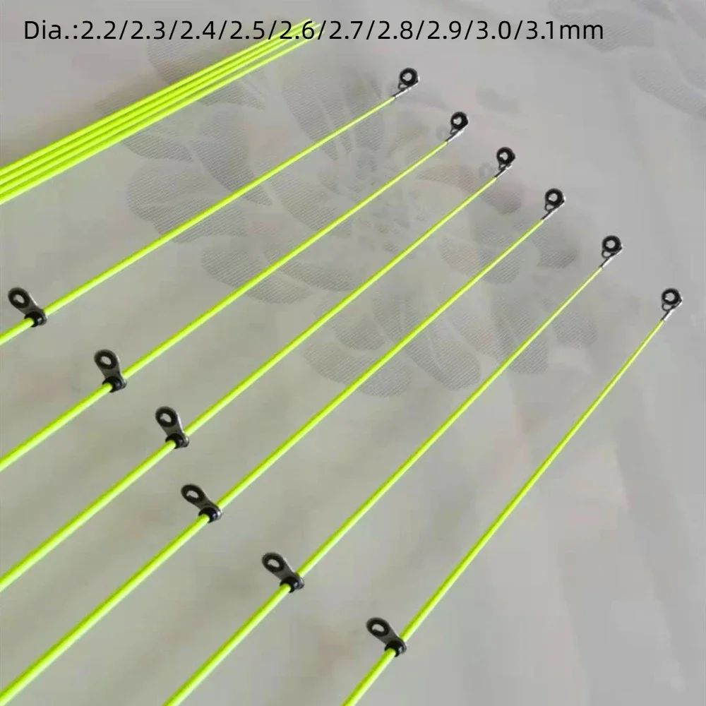 2 peças de alta qualidade com ponta de anel superior para vara de pesca de inverno retrátil de fibra de carbono giratória 50cm fibra de vidro para pesca no gelo
