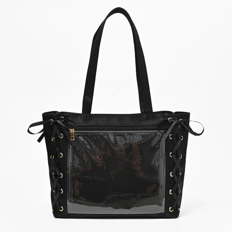 Japanese Kawaii Girls Itabag Large Capacity PU Leather Shoulder Bag Bow Ribbon Lolita JK Handbags Ita Bag Y2K Handbags Purse