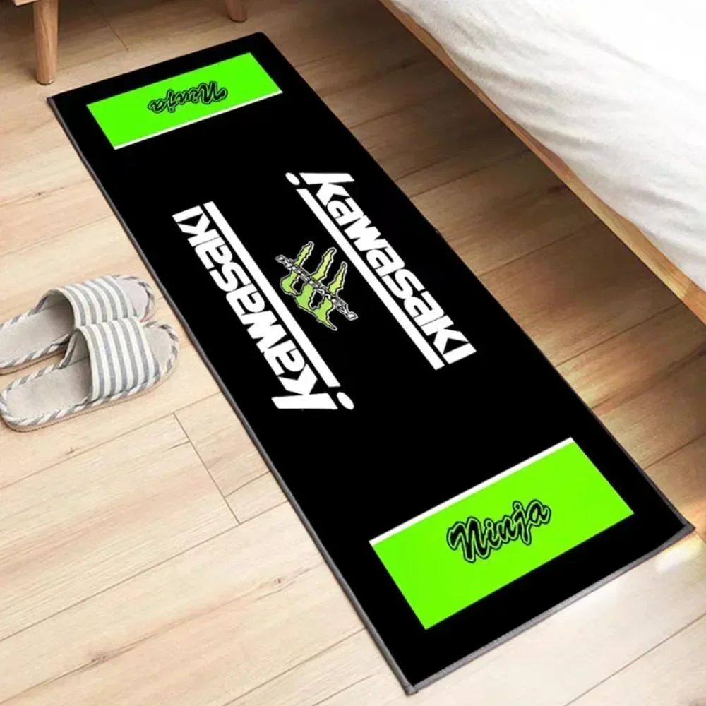 Garage Mat Motorcycle Carpet Racing Cool Moto Display Kawasaki Carpet for Kawasaki Motorcycle Area Rug Anti-slip Floor Decor Rug