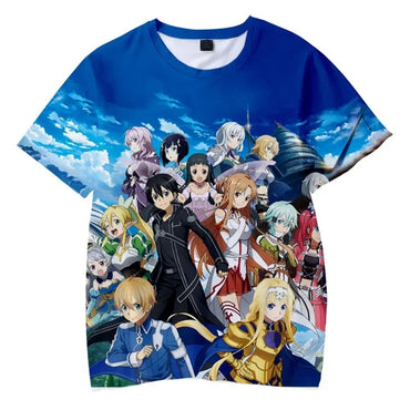 Hot Anime Manga Sword Art Online Kirito Printed T-shirt for Men 3D Fashion Harajuku O-neck y2k tops kid Cosplay Unisex Clothing