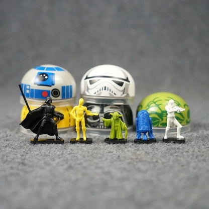 Cápsula Star Wars Darth Vader Stormtrooper Imperial Yoda R2-D2 C-3PO Bonecos de Ação Enfeites de Mesa Brinquedos Colecionáveis Presentes