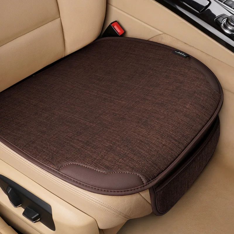 Car Seat Cover for Front Rear Universal Flax Car Seat Cushion Protector Pad Mat Non Slide Auto Four Season Pad Auto Interior