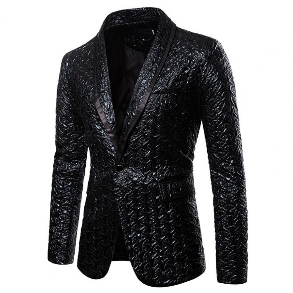2023 Luxury Men Jacquard Single Button Pockets Lapel Suit Coat Wedding Men Nightclub Prom Suit Men Costume
