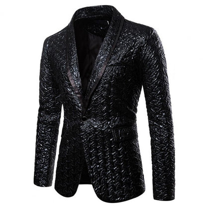2023 Luxury Men Jacquard Single Button Pockets Lapel Suit Coat Wedding Men Nightclub Prom Suit Men Costume