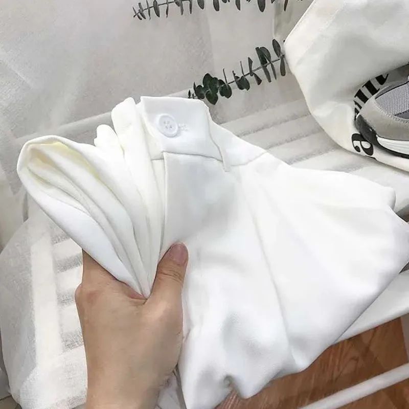 Korean High Waist Nine Point Trousers Female Fall Summer Casual Loose Office Lady Suit Pants Fashion Solid Color Work Pant New
