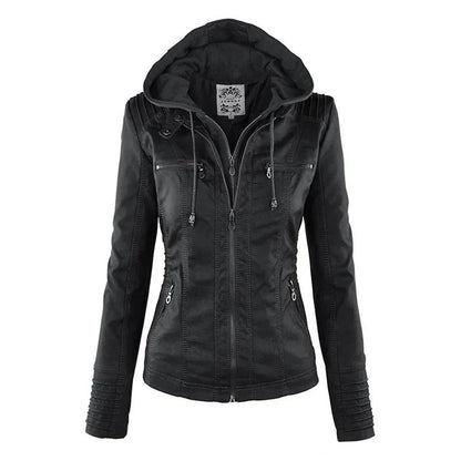 Faux Leather Jacket Women 2025 Basic Jacket Coat Female Winter Motorcycle Jacket PU Leather Zipper Hoodies Outerwear chaqueta