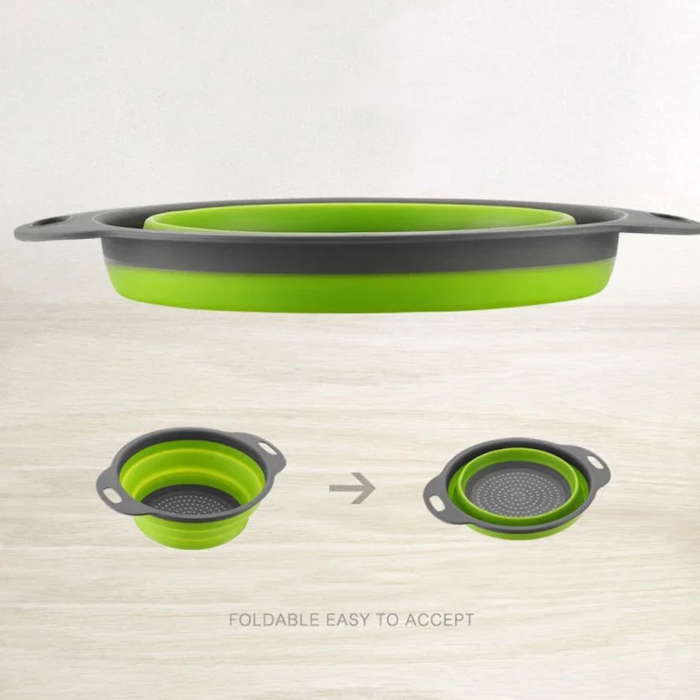 Cesto de Drenagem Dobrável de Silicone Cesto de Lavar Frutas e Vegetais Coador Dobrável Escorredor Dobrável Ferramenta de Armazenamento de Cozinha