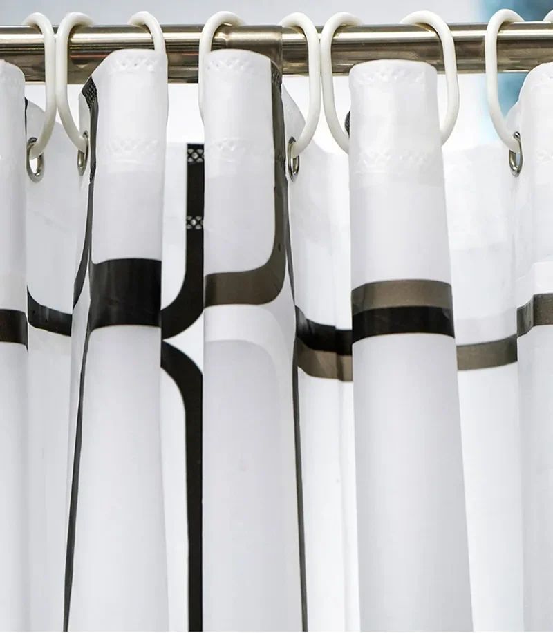 Cortinas de Chuveiro com Ganchos à Prova d'Água e de Mofo Telas de Banheiro Duráveis PE EVA Tecido Recortável Cortinas de Chuveiro