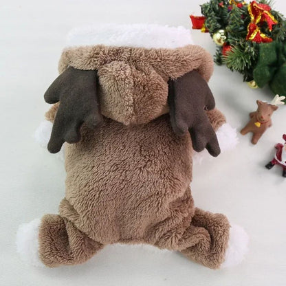 Roupa de Natal para Cães Roupa de Inverno Quente para Cães de Pequeno e Médio Porte Alce Papai Noel Cães Gatos Casaco Moletom Fantasia de Natal para Cães