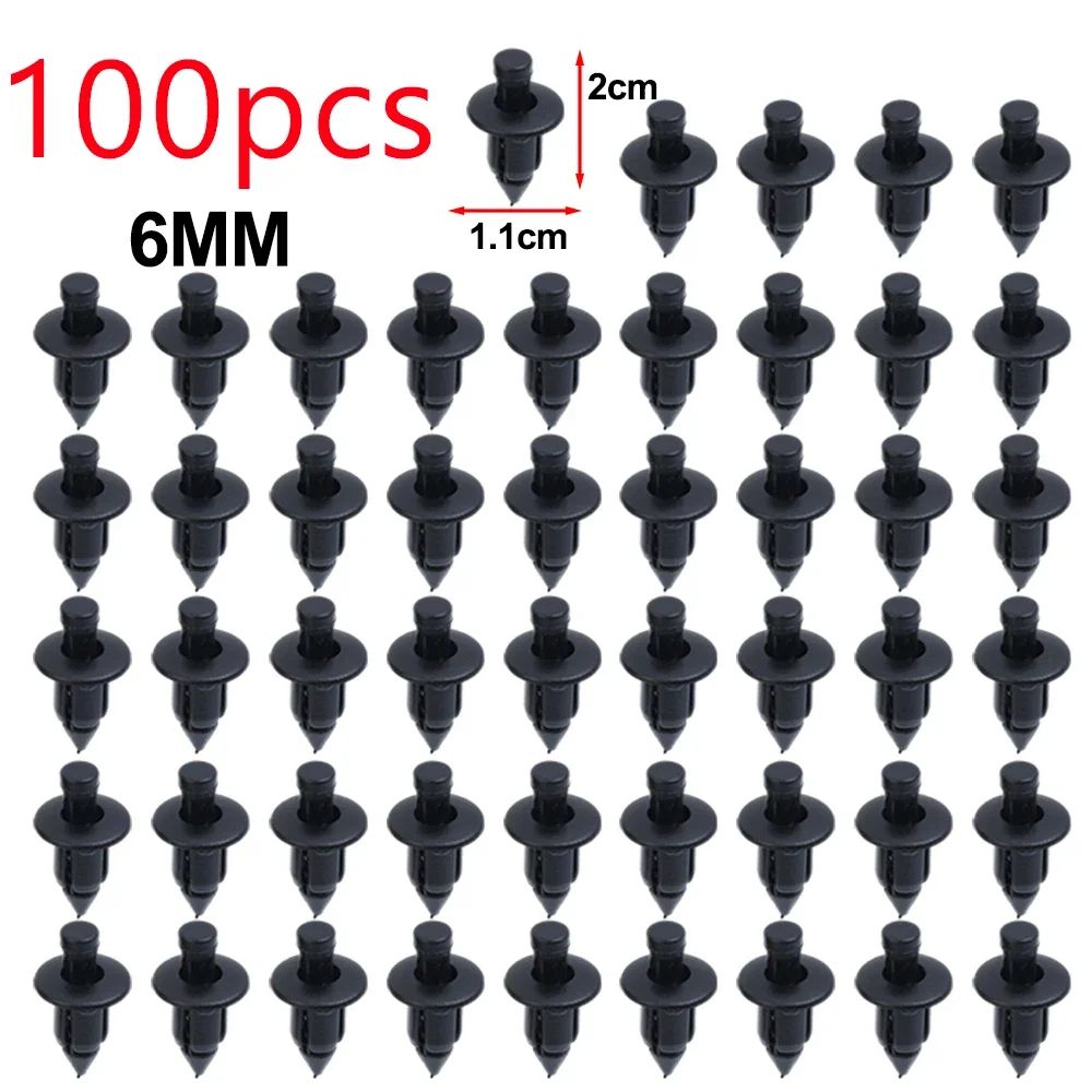 100/50pçs Rebites de Plástico para Carro Presilhas de Fixação para Painel de Carenagem 3 Tamanhos Mistos Pino de Pressão Fixador Automotivo 6mm 7mm 8mm Interior