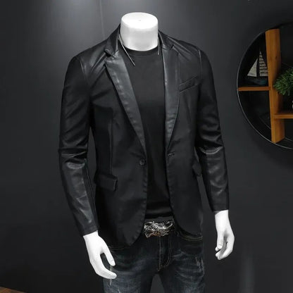 Leather Jackets PU Casual New Mens Slim Fit Motorcycle Coats Turn Down Collar Black Moto Biker Leather Suede Outerwear Men 5XL