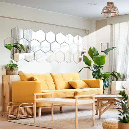 3/6/12pcs 3D Hexagon Mirror Wall Sticker DIY TV Background Living Room Stickers Wall Decor Bedroom Bathroom Home Decoration