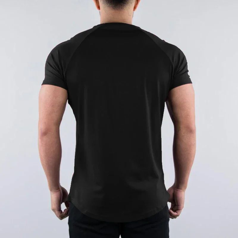 Plain Summer Cotton Breathable Short Sleeve Shirts Gym Sport Workout Muscle Running T-shirts Mens Bodybuilding Fitness Clothing