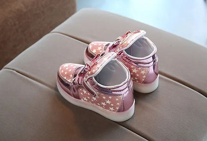 Children's Led Sneakers Girls Cute Glowing Princess Shoes Toddler Luminous Non-slip Footwear Kids Soft Bottom Lighted Sneakers