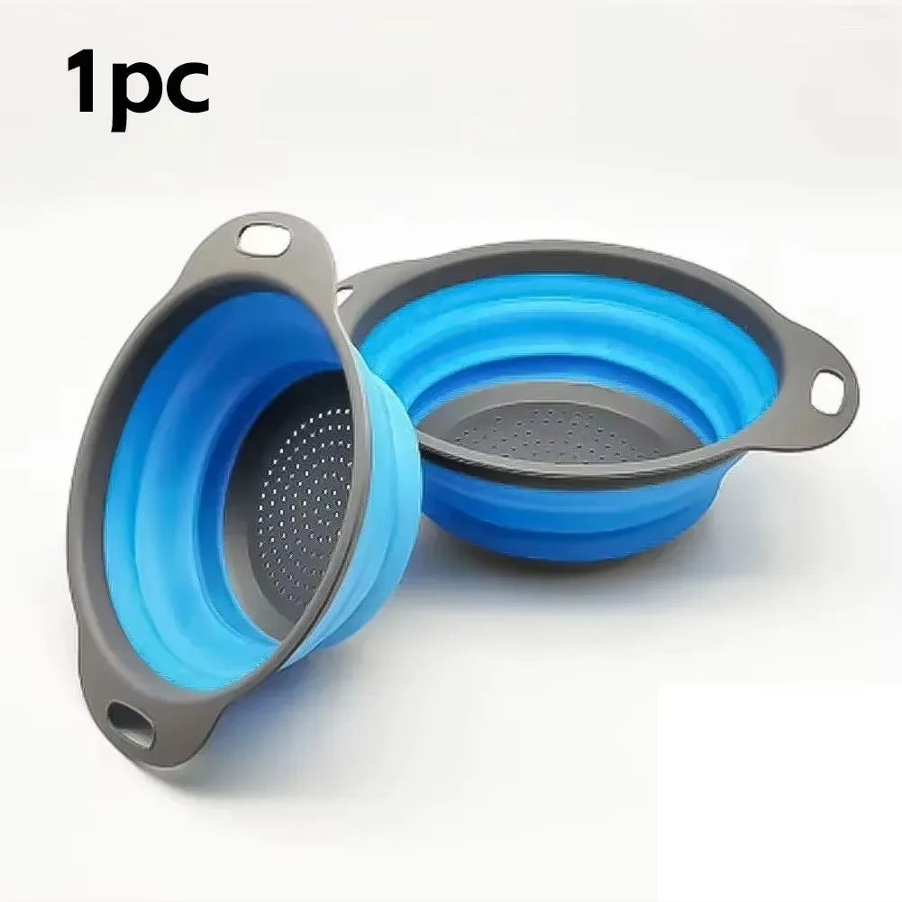 Cesto de Drenagem Dobrável de Silicone Cesto de Lavar Frutas e Vegetais Coador Dobrável Escorredor Dobrável Ferramenta de Armazenamento de Cozinha