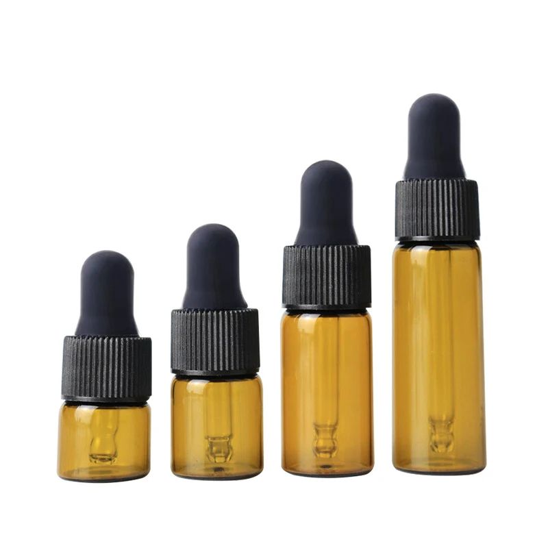 50/100PCS 1-5/ML Essential Oil Glass Refillable Eye Empty Dropper Bottle Container TravelPortable for Essential Oils, Perfumes