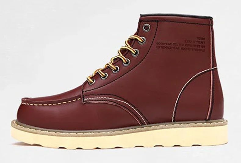 Winter Warm Men Boots Leather Mens Snow Boots with Fur Handmade Waterproof Male Ankle Boots No-slip High Top Male Work Shoes