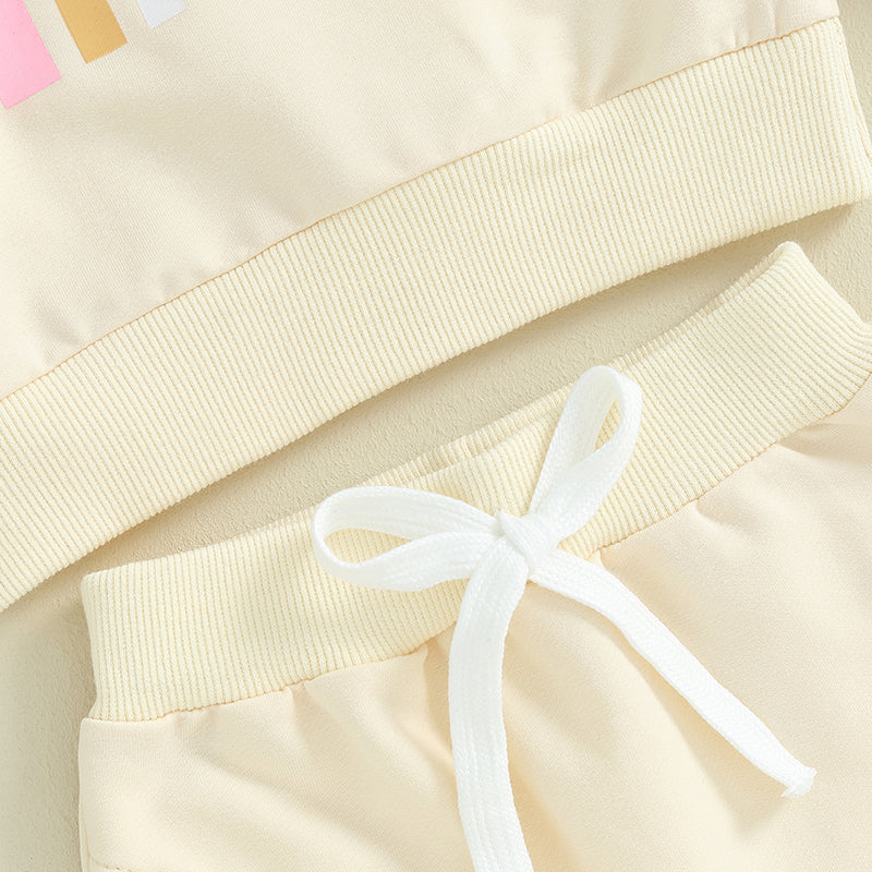 Pudcoco Infant 2PCS Baby Girls Fall Outfits Long Sleeve Rainbow Print Sweatshirt + Pants Set Toddler Clothes 3M-3T