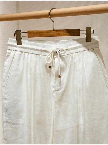 BC Summer Breathable Thin Linen Blended Loose Straight Elastic Waist Casual Shorts