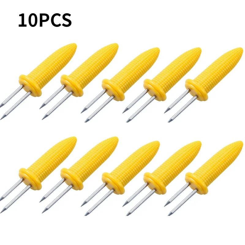 10pcs Fork Corn Skewer Stainless Steel Corn Holders Corn On The Cob Skewers Fruit Forks Outdoor Camping Cooking Barbecue Tool