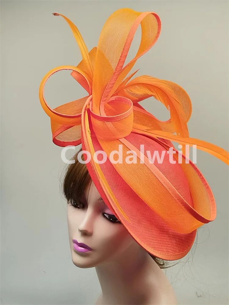 Chapéu Fascinator de Casamento Feminino, Chapéu de Millinery para Eventos Formais na Igreja, Chá, Corrida Kentucky Derby, Chapeau com Pena