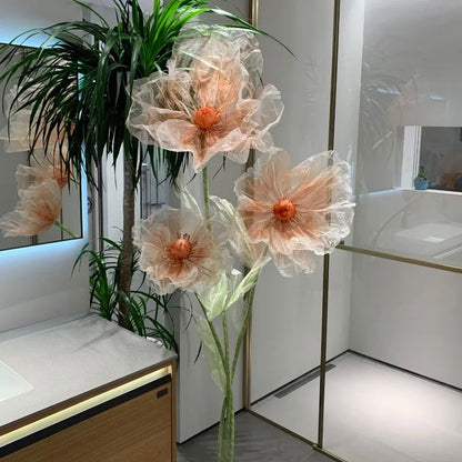 190cm Artificial Flowers Wedding Decor Props Road Lead Flower Silk Yarn Flower Poppy Window Display Garden Decoration Home Decor