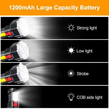 COB High Power LED Flashlight USB Rechargeable Waterproof Lamp For Camping Hiking Fishing Portable Flashlight Emergency Lantern