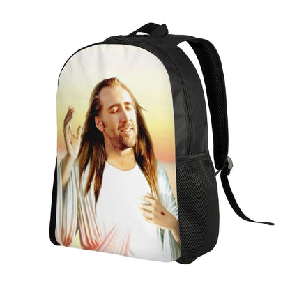 Custom Nicolas Cage Meme Laptop Backpack Women Men Basic Bookbag for College School Student Funny Bags
