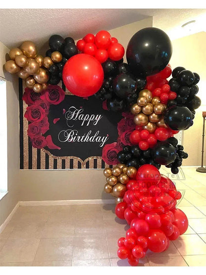 127pcs Red and Black Gold Balloons Garland Arch Kit Birthday Theme Party Decoration Valentines Day Wedding Party Air Globos