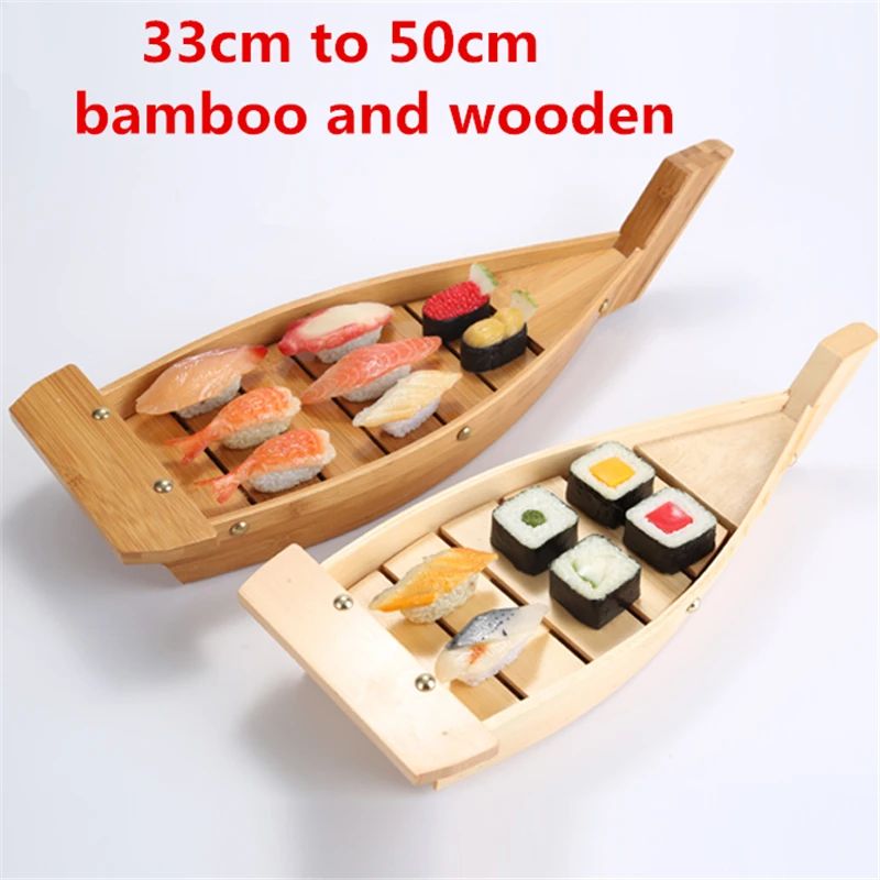 Barco de madeira artesanal japonês para culinária, sushi, ferramentas, navio simples, sashimi, pratos frios variados, talheres, conjunto de sushi