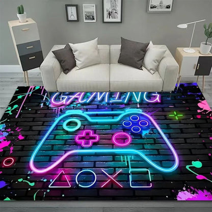Gaming Rug for Boys Room Gamer Rug with Controller Design Carpet for Game Room Bedroom Decor Non-slip Machine Washab Mat